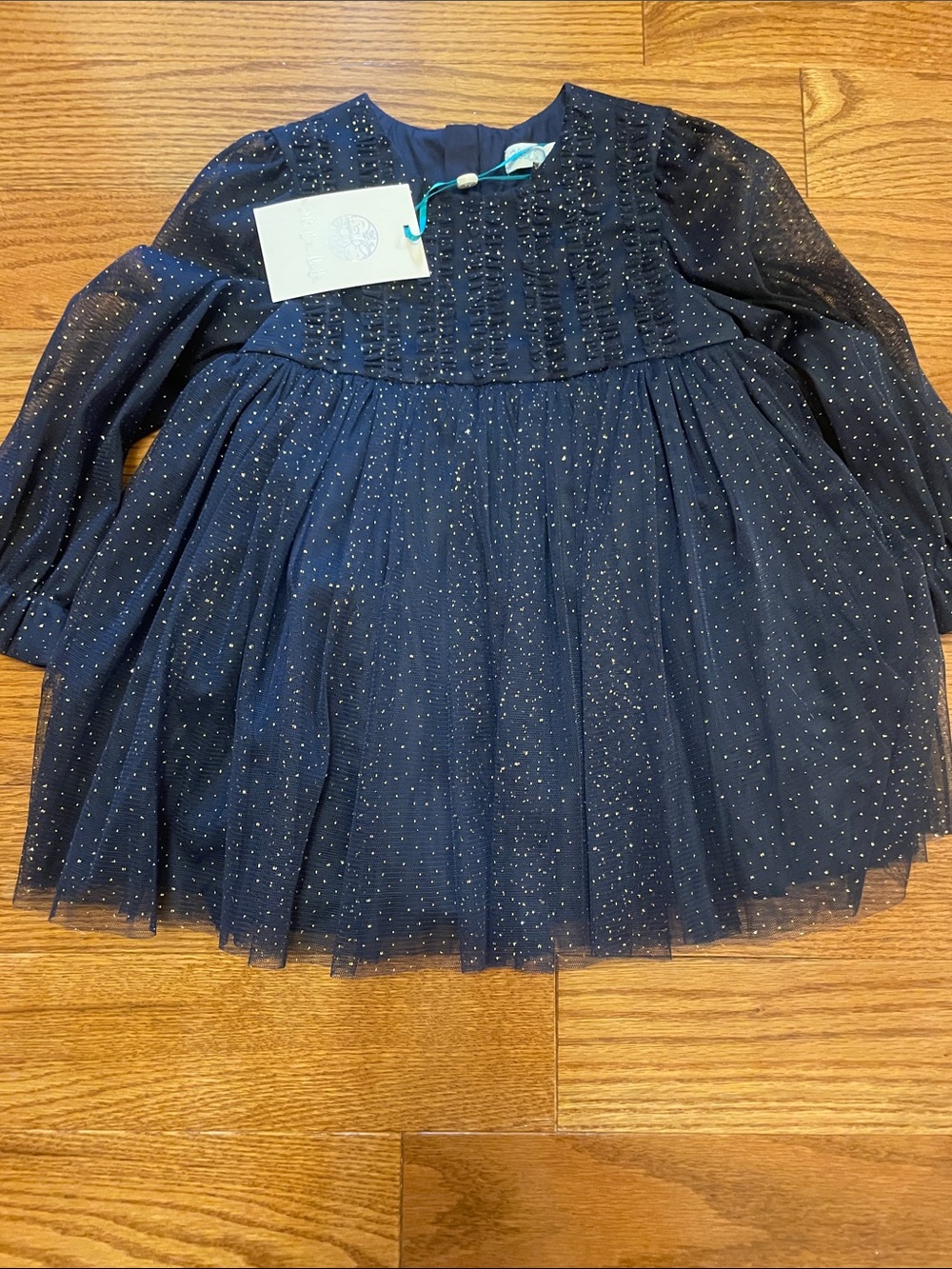 Girls' Navy Sparkle Tulle Party Dress